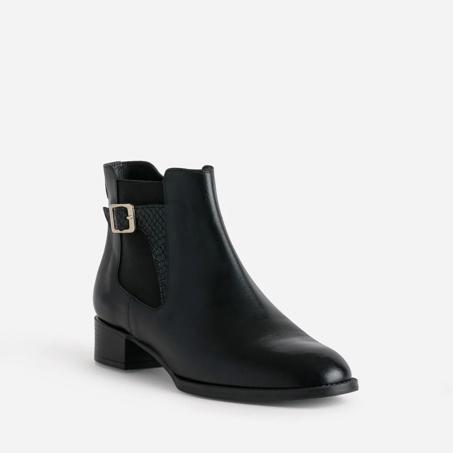 Boots ERAM FLEX noir en cuir détail embossé