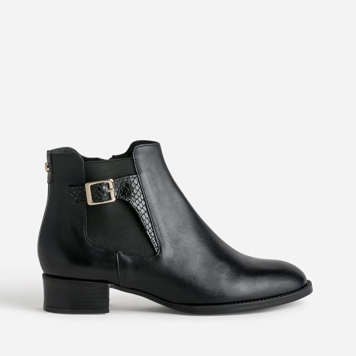 Boots ERAM FLEX noir en cuir détail embossé