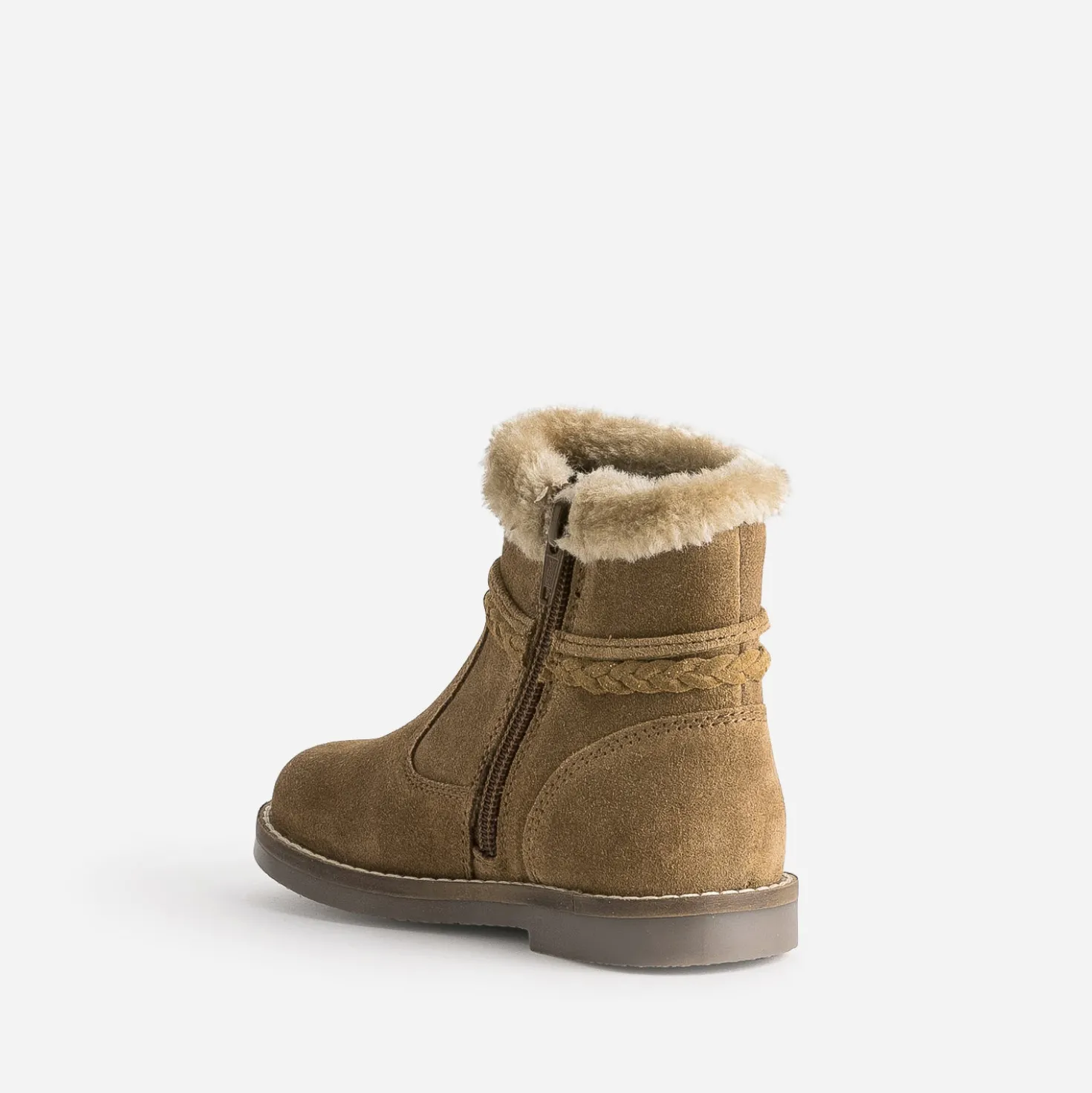 Boots fille BUGGY en croûte de cuir camel