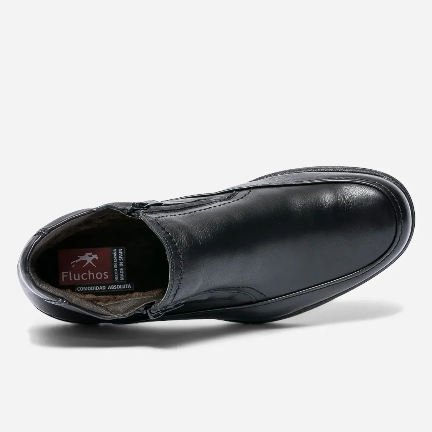 Boots FLUCHOS noir en cuir fourré avec zips