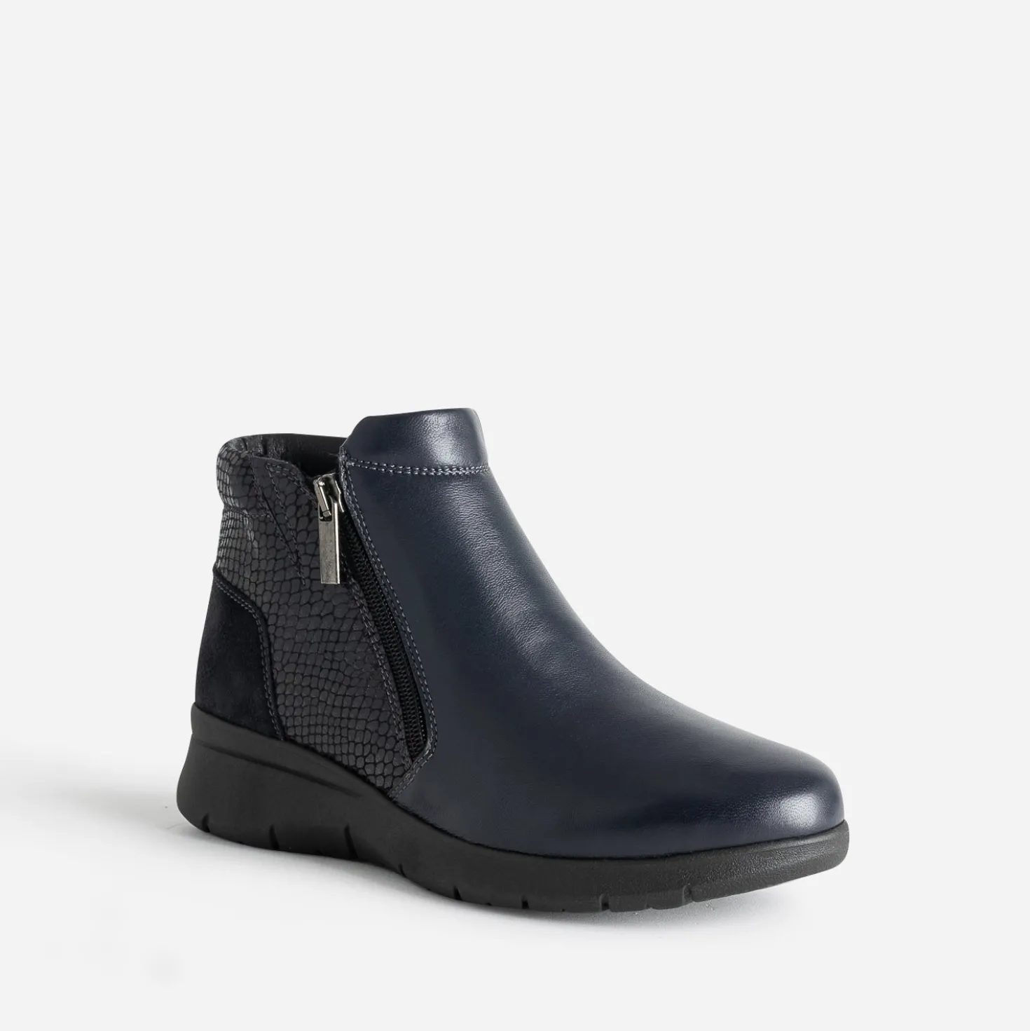 Boots FRANCE ARNO marine en cuir