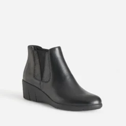 Boots FRANCE ARNO noir cuir semelle compensée