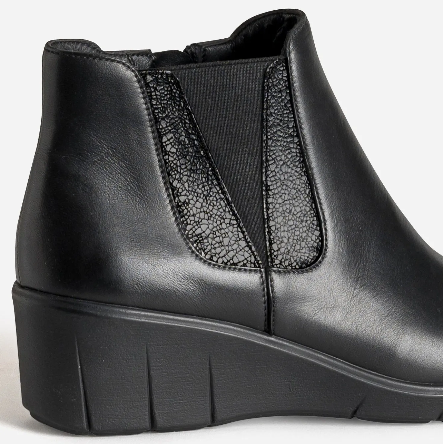 Boots FRANCE ARNO noir cuir semelle compensée