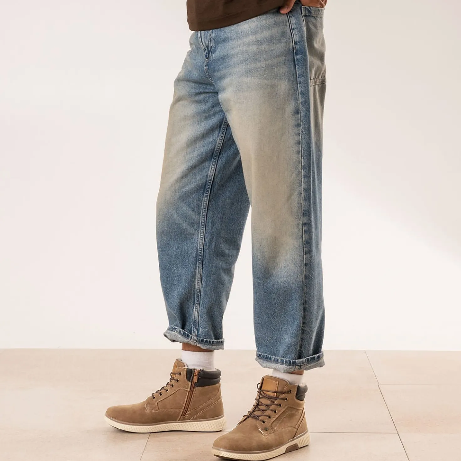 Boots à lacet beige foncé fourré