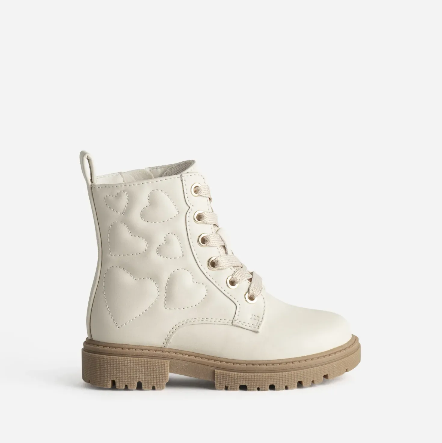 Boots à lacet BUGGY beige matelassage cœurs