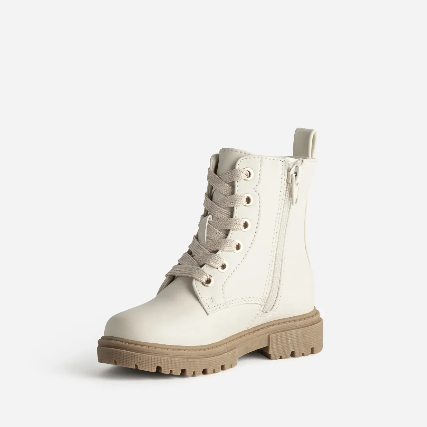 Boots à lacet BUGGY beige matelassage cœurs