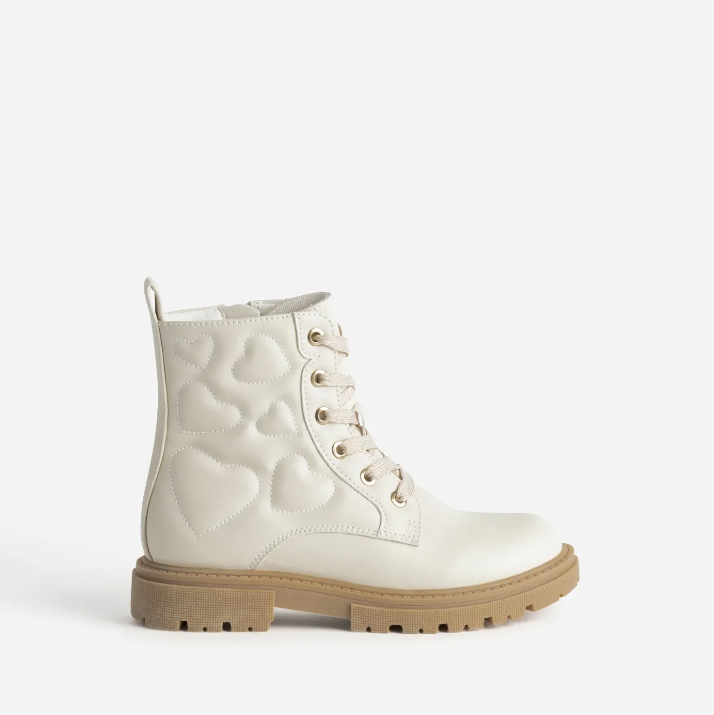 Boots à lacet BUGGY beige matelassage cœurs