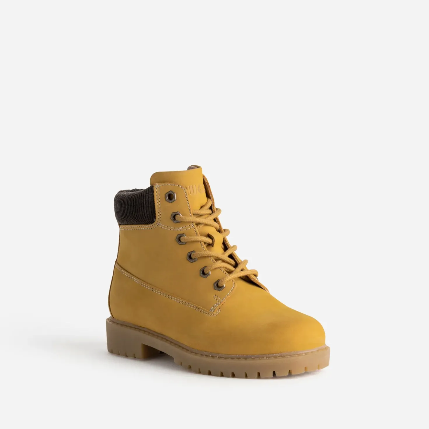 Boots à lacet BUGGY jaune cuir velours