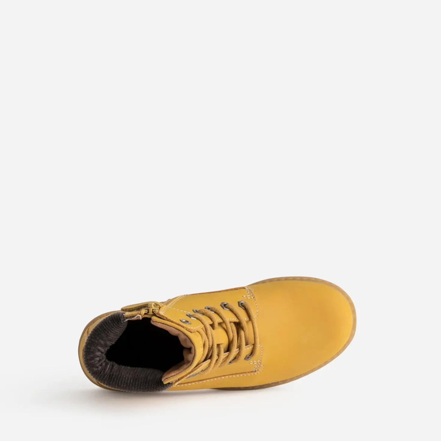 Boots à lacet BUGGY jaune cuir velours
