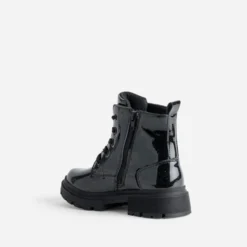 Boots à lacet BUGGY noir pailleté fleurs amovibles