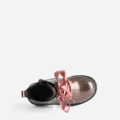 Boots à lacet BUGGY rose pailleté à lacet ruban