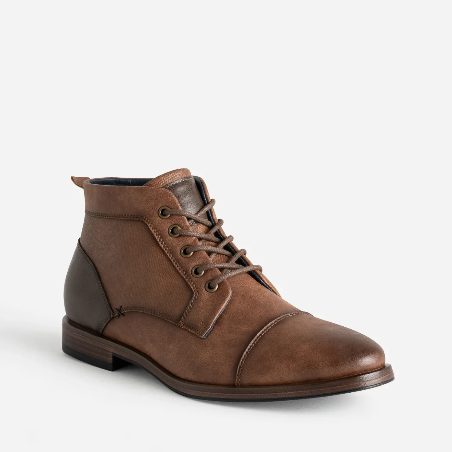 Boots à lacet camel bout droit