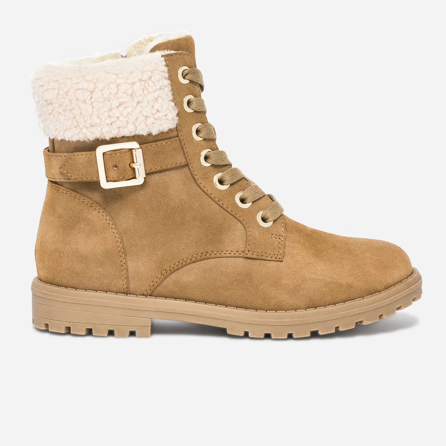 Boots à lacet camel fourré