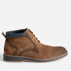 Boots à lacet camel suédé enmbossé