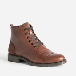 Boots à lacet cognac cuir