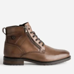 Boots à lacet cognac cuir