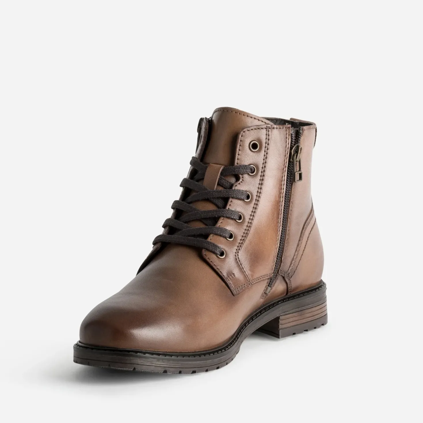 Boots à lacet cognac cuir