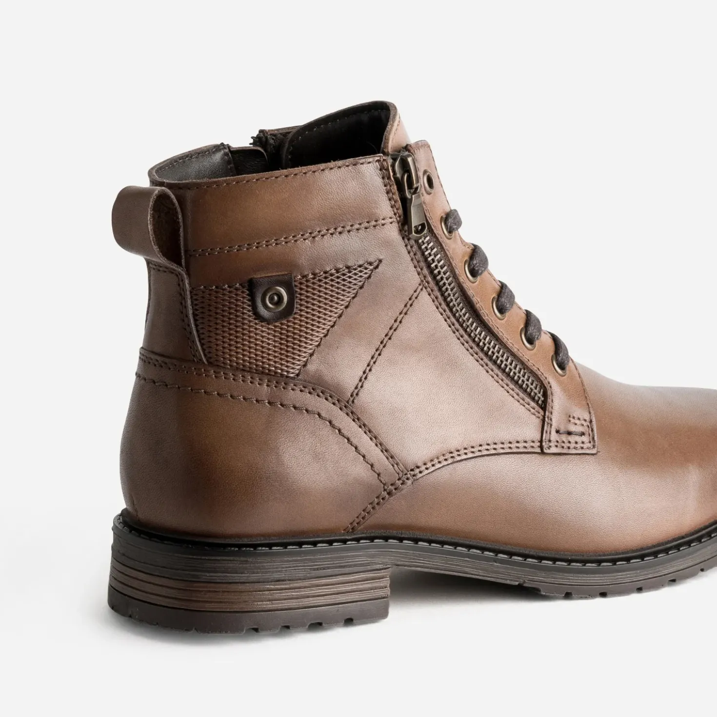 Boots à lacet cognac cuir
