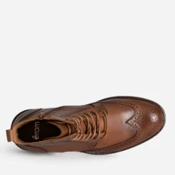 Boots à lacet cognac cuir bout fleuri