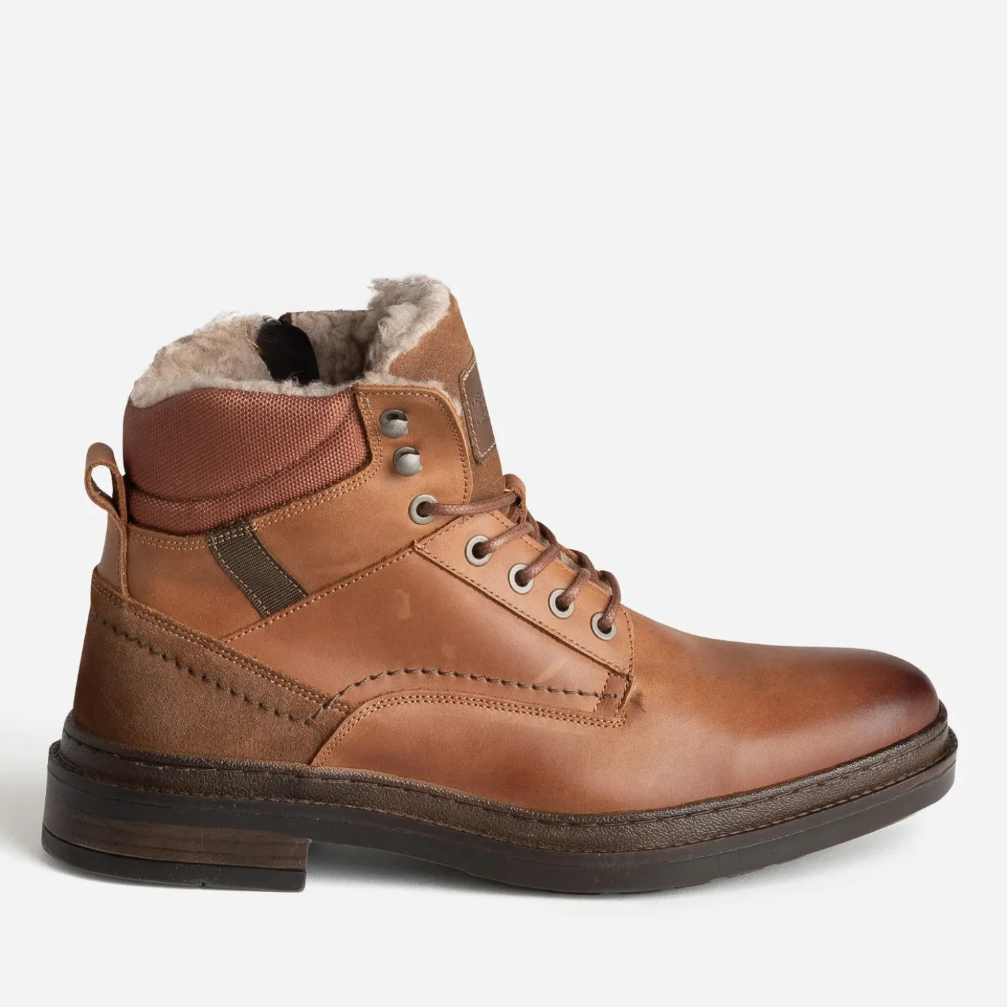 Boots à lacet cognac cuir fourré