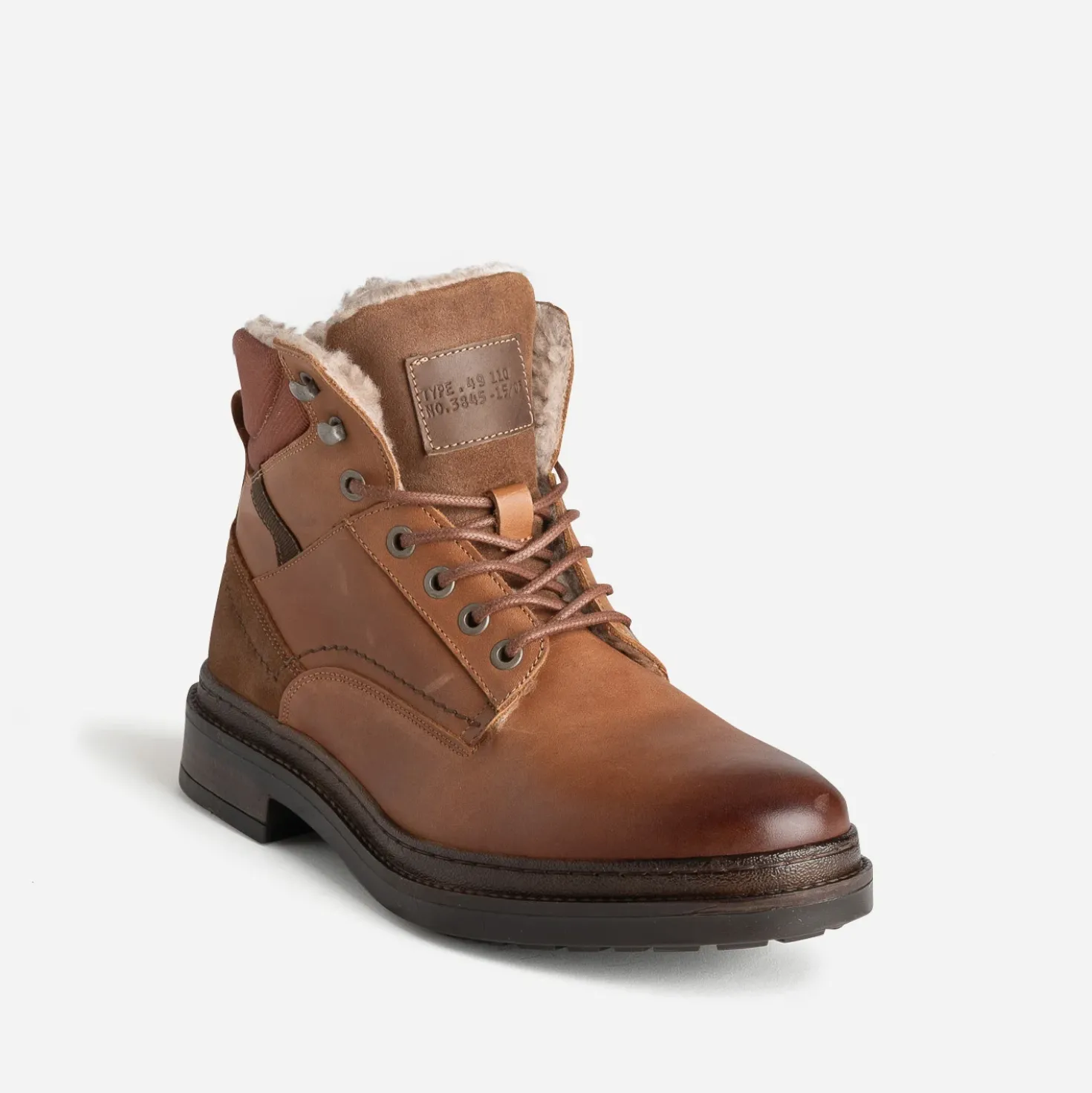 Boots à lacet cognac cuir fourré