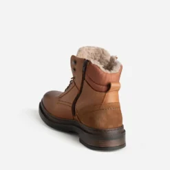 Boots à lacet cognac cuir fourré