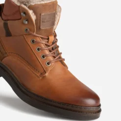Boots à lacet cognac cuir fourré