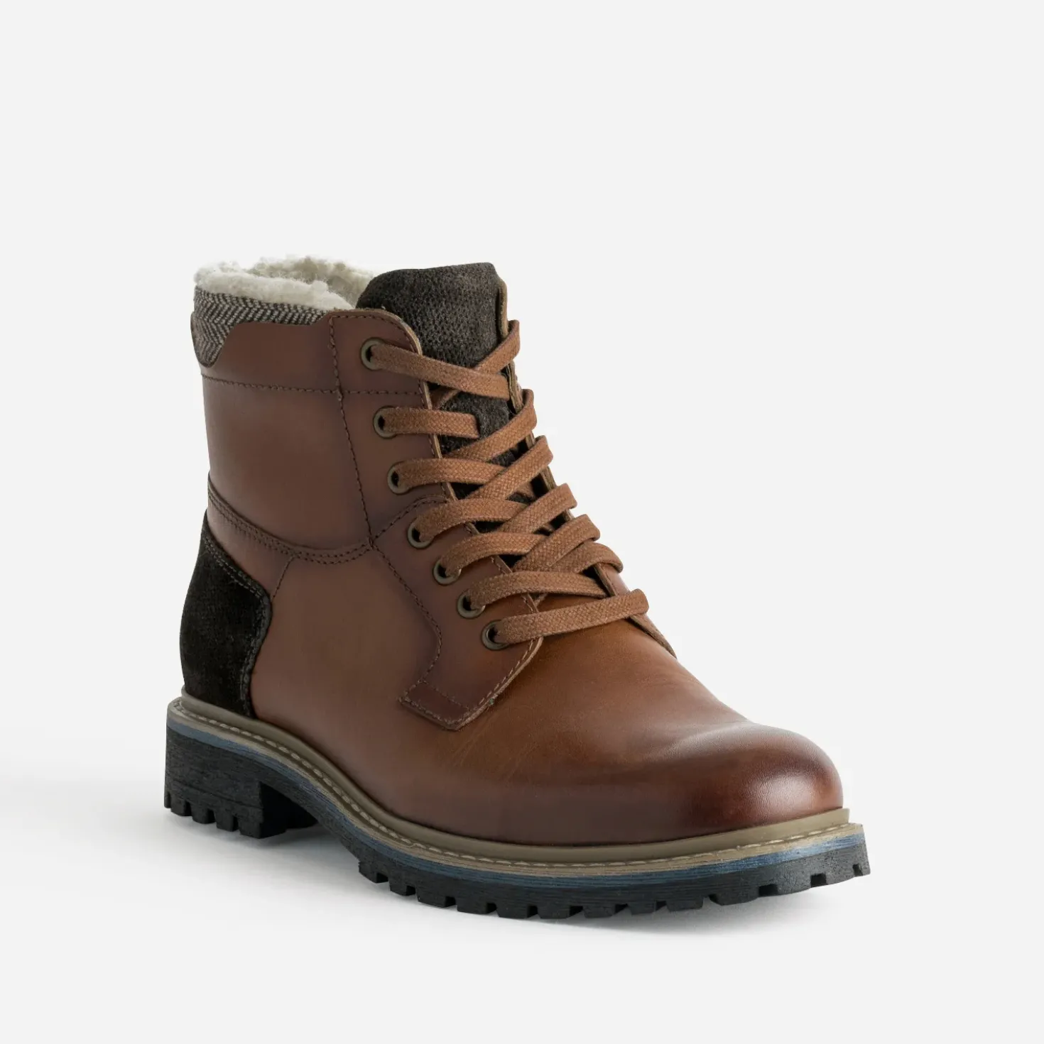 Boots à lacet cognac cuir fourré