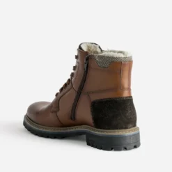 Boots à lacet cognac cuir fourré
