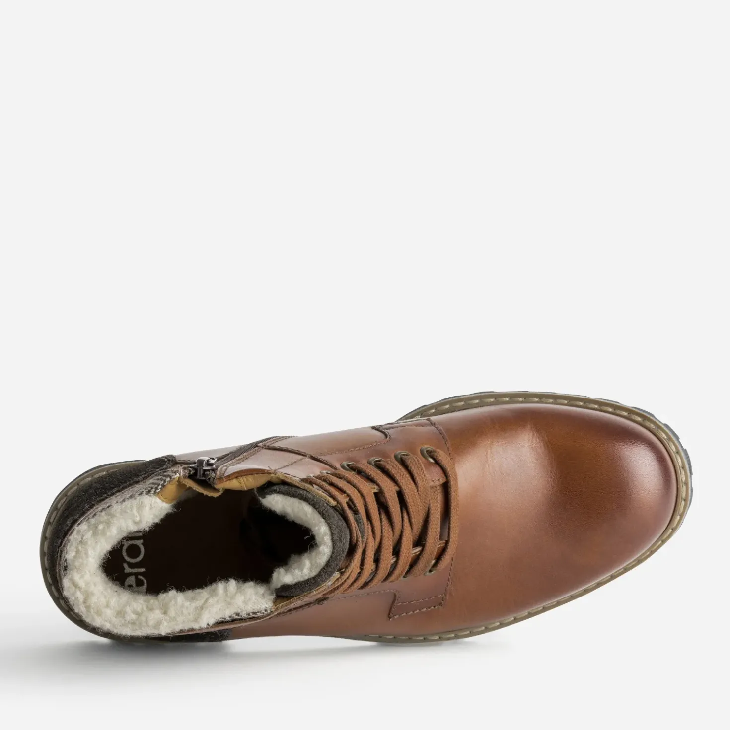 Boots à lacet cognac cuir fourré