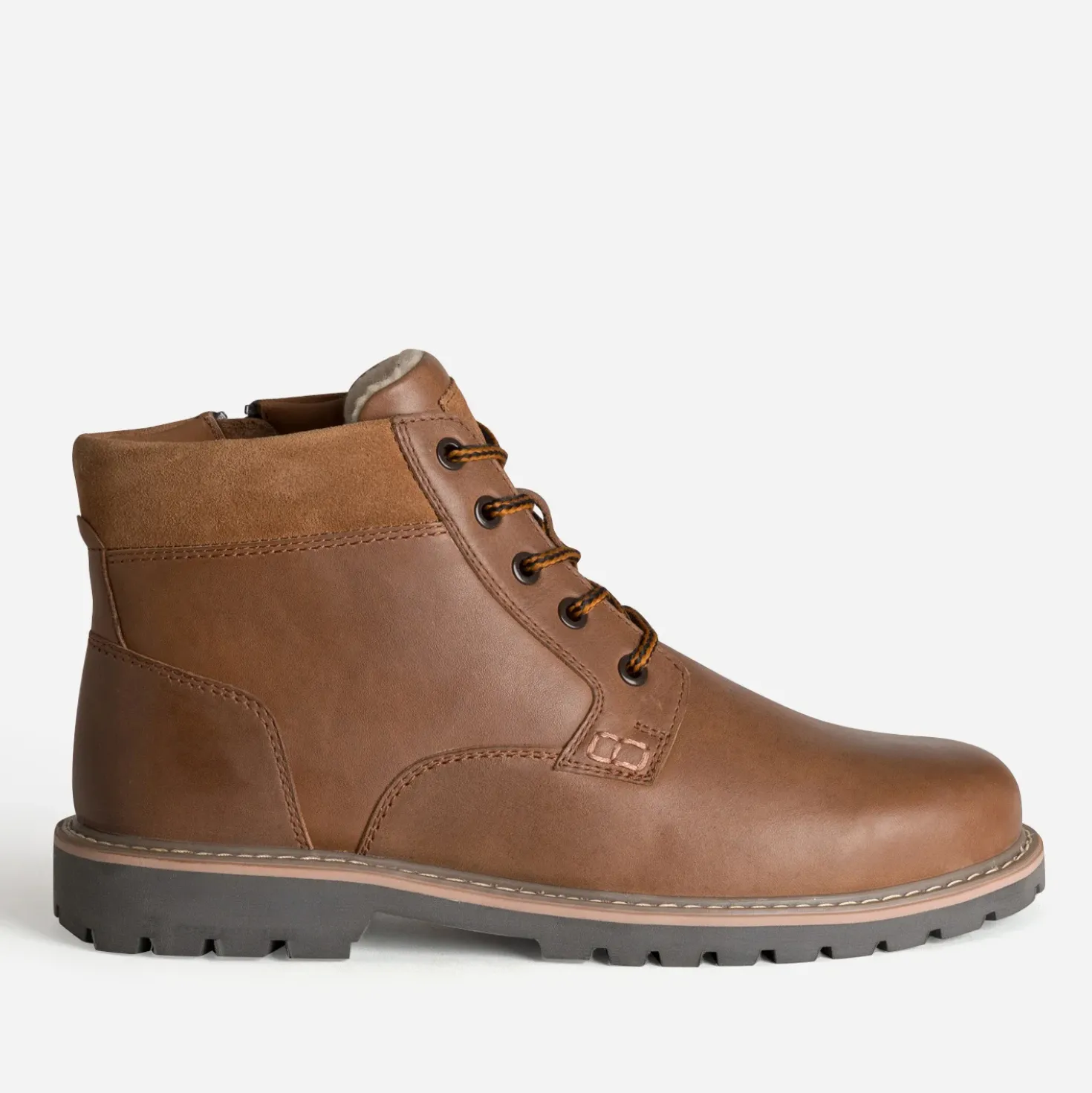 Boots à lacet cognac cuir semelle crantée