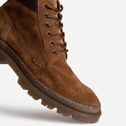 Boots à lacet cognac cuir velours