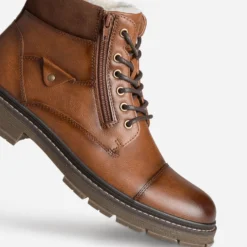 Boots à lacet cognac fourré