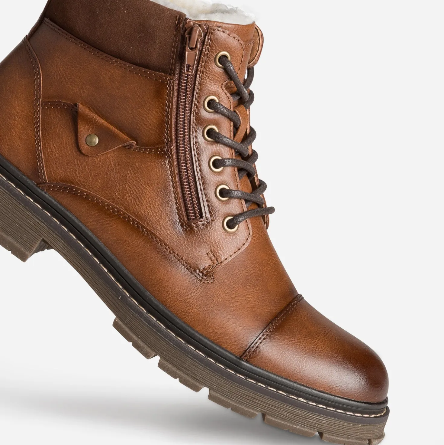 Boots à lacet cognac fourré