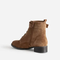 Boots à lacet ERAM FLEX camel cuir velours