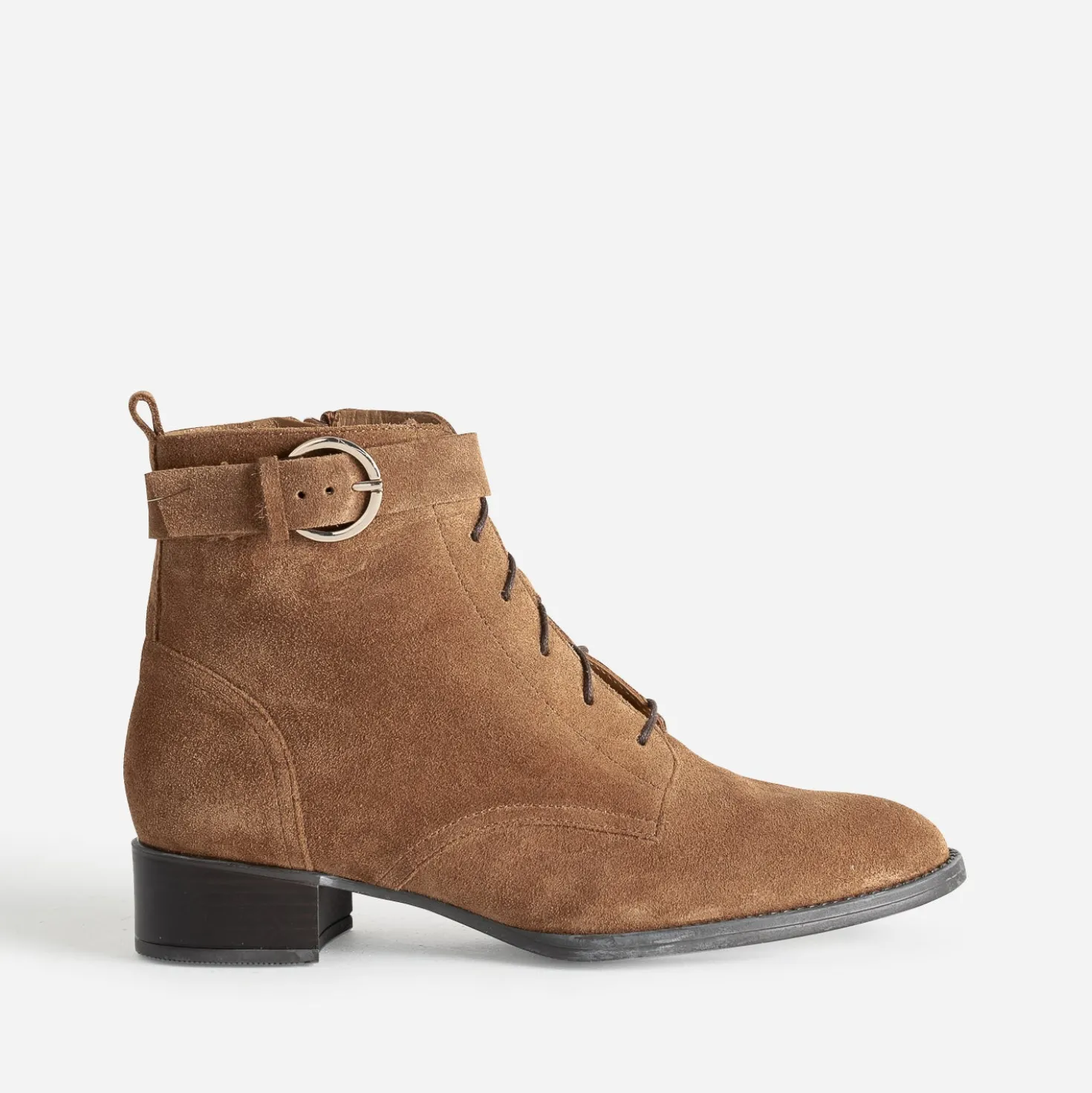 Boots à lacet ERAM FLEX camel cuir velours