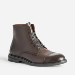 Boots à lacet marron cuir bout droit