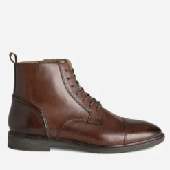 Boots à lacet marron cuir bout droit