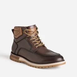 Boots à lacet marron cuir semelle crantée