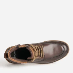 Boots à lacet marron cuir semelle crantée