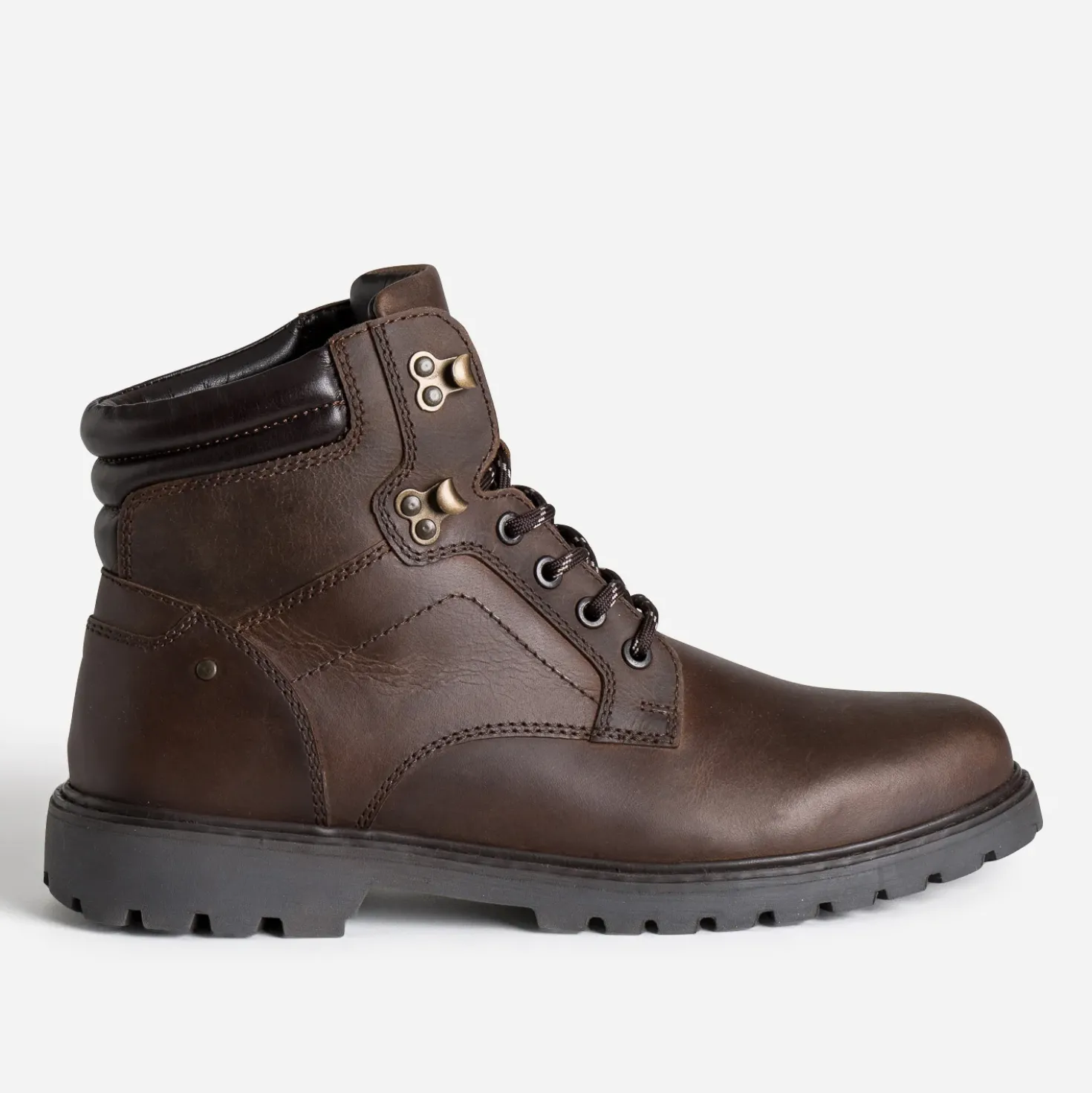 Boots à lacet marron cuir semelle crantée