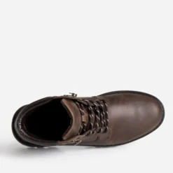 Boots à lacet marron cuir semelle crantée