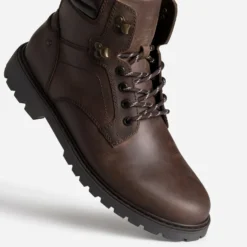 Boots à lacet marron cuir semelle crantée