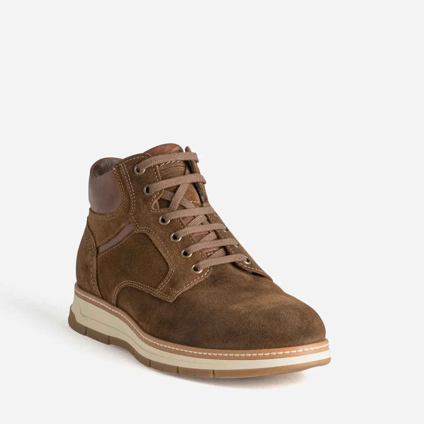 Boots à lacet marron cuir velours