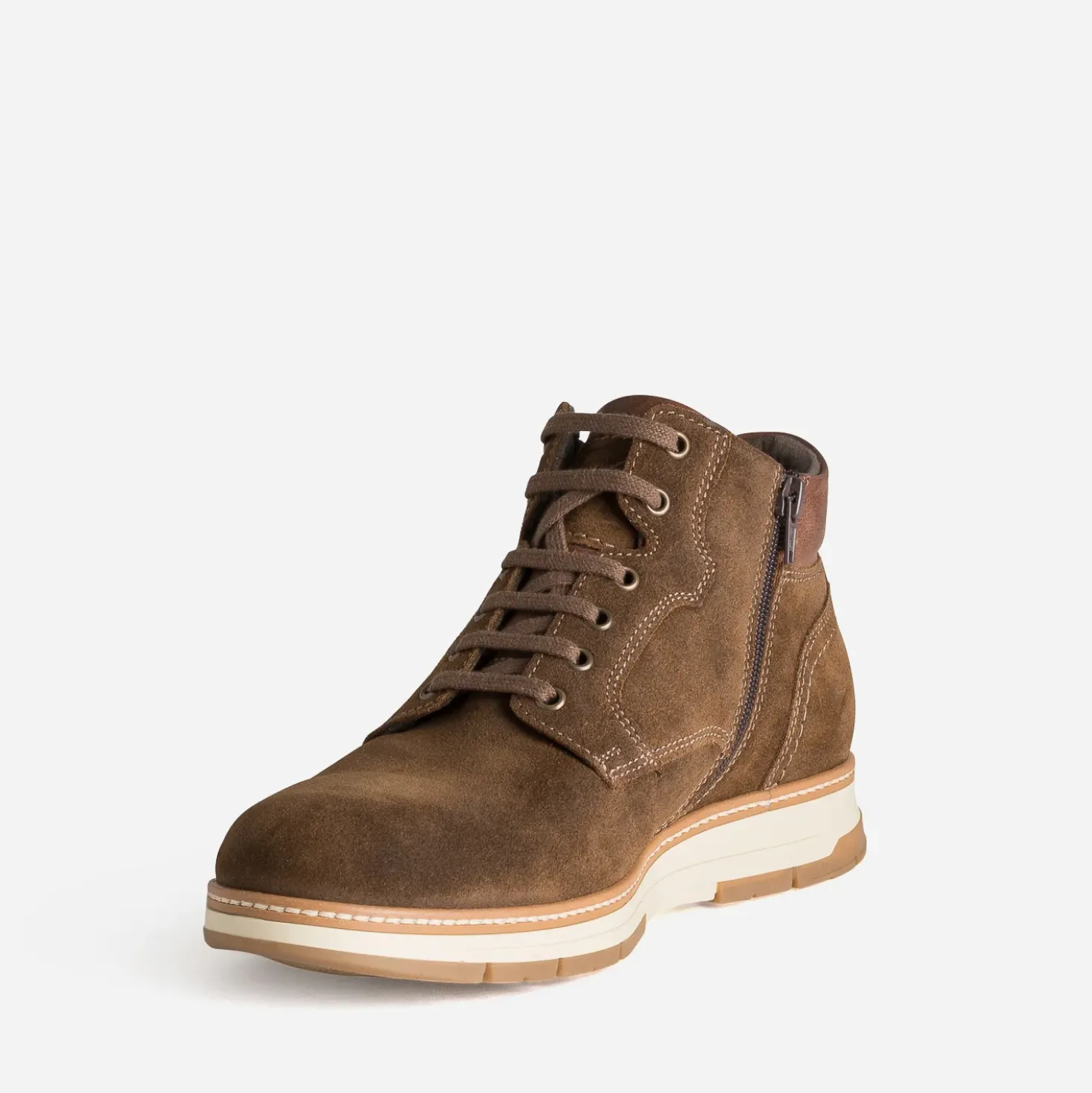 Boots à lacet marron cuir velours