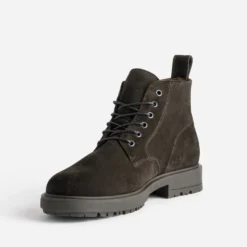 Boots lacet marron cuir velours