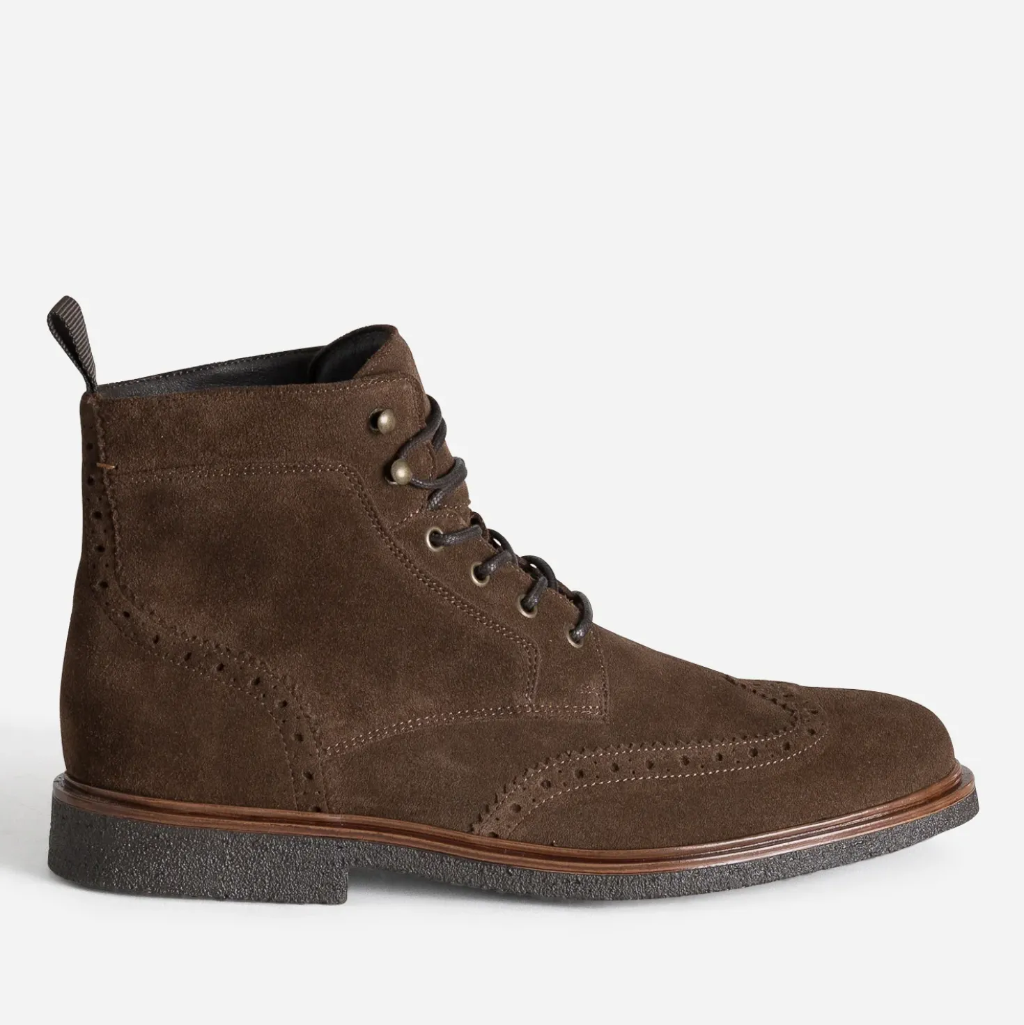 Boots à lacet marron cuir velours bout fleuri