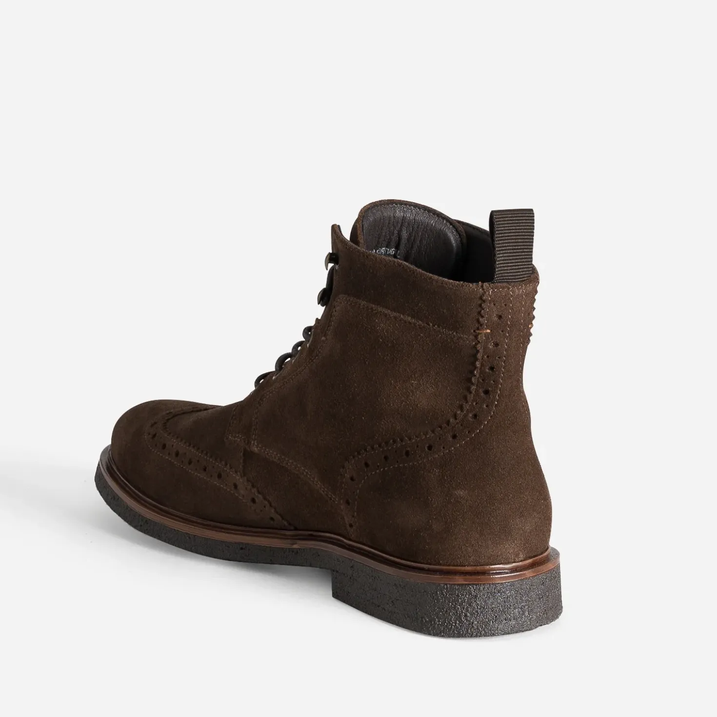 Boots à lacet marron cuir velours bout fleuri