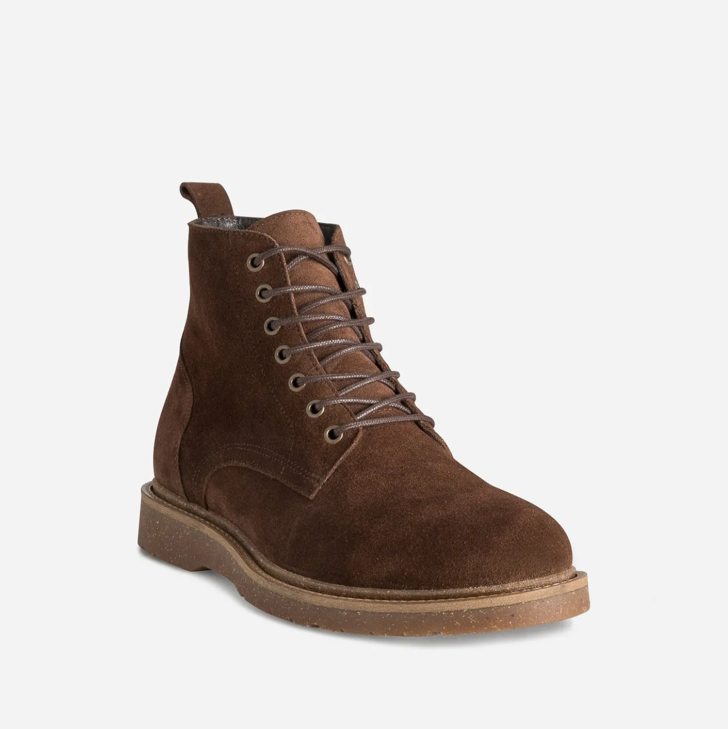 Boots à lacet marron cuir velours