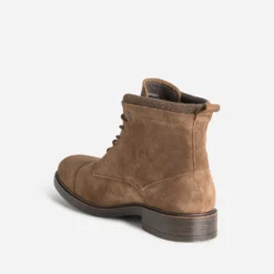 Boots à lacet marron cuir velours